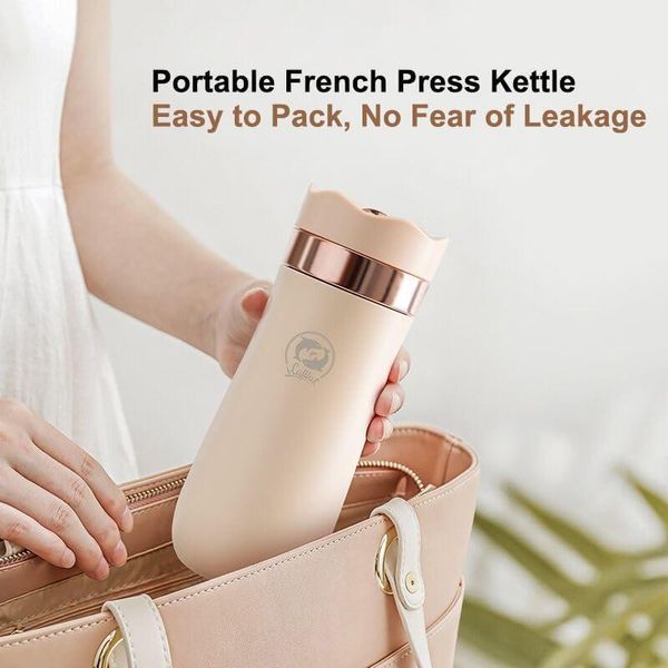 Френч-пресс-термокружка вакуумная Icafilas Thermal Travel Mug 320 мл для чая и кофе с металлической колбой FA2316 фото