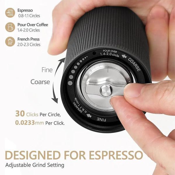 Ручна кавомолка Timemore Chestnut C3 ESP зі сталевими конічними жорнами та регулюванням помолу алюмінієва механічна фірмова 18535 фото