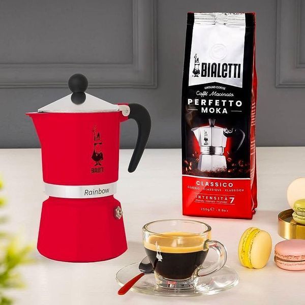 Гейзерна кавоварка Bialetti Rainbow Red  на три чашки 130 мл із алюмінію 0009014/C фото