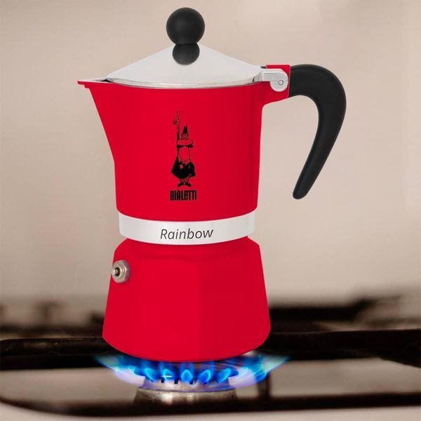 Гейзерна кавоварка Bialetti Rainbow Red  на три чашки 130 мл із алюмінію 0009014/C фото