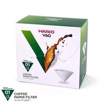 Фильтры для пуровера V60 Hario 01 100 шт, белые бумажные VCF-01-100WK фото