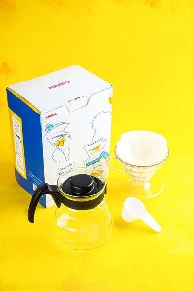 Набір Hario для приготування фільтр кави v60 подарунковий для любителів кави Заварюй і підтримуй Україну VCND-02B-LLC фото