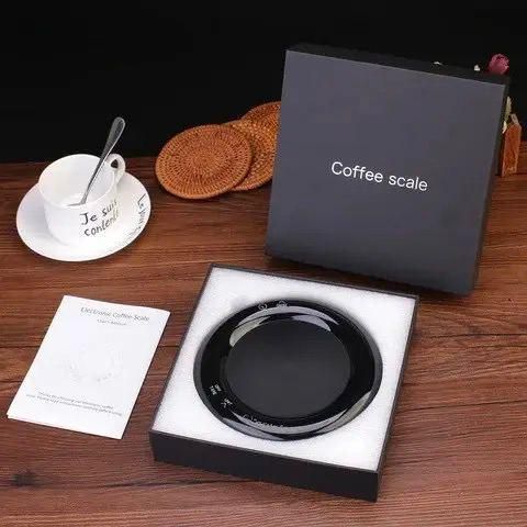 Весы кофейные с таймером Nano Smart Round Scale, с usb зарядкой электронные, круглые, для кофейни, настольные 15883 фото
