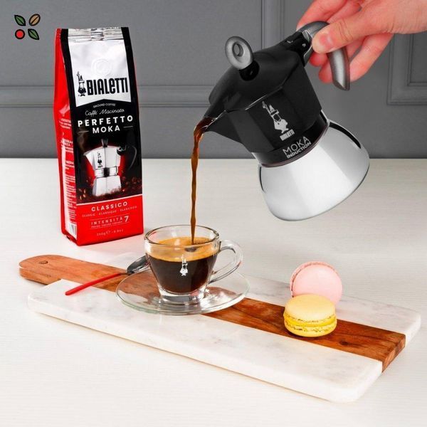 Гейзерна кавоварка для індукції Bialetti Moka Induction Black 2 порції 100 мл чорна з нержавійки алюмінію 6932 фото