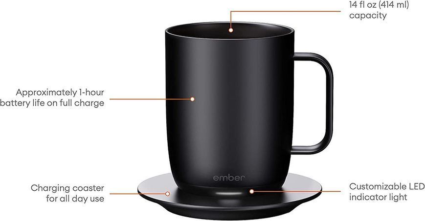 Ember умная кружка Temperature Control Smart Mug Gen 2, 414 мл c контролем температуры, с подогревом, смарт кружка B0CMJQZ5PL фото