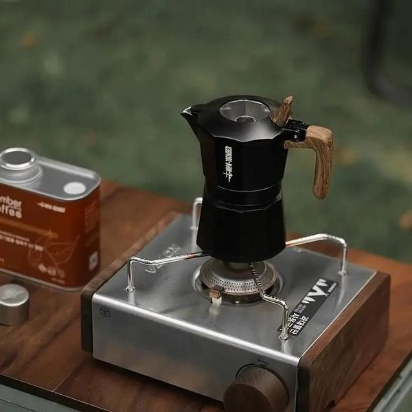 Гейзерна кавоварка мока алюмінієва MHW-3BOMBER Double Valve Moka Pot 4 cup Чорна, 180 мл, на 4 порції M5888B фото