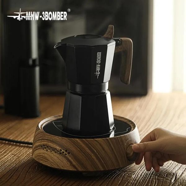 Гейзерна кавоварка мока алюмінієва MHW-3BOMBER Double Valve Moka Pot 4 cup Чорна, 180 мл, на 4 порції M5888B фото