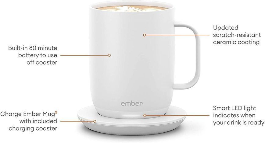 copy_Ember умная кружка Temperature Control Smart Mug 2, 414 мл c контролем температуры, с подогревом, смарт кружка Белый B0CMJQZ5PL фото