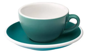 Чашка і блюдце для кави з молоком Loveramics Egg Flat White, 150 мл, Teal C088-61BTE фото