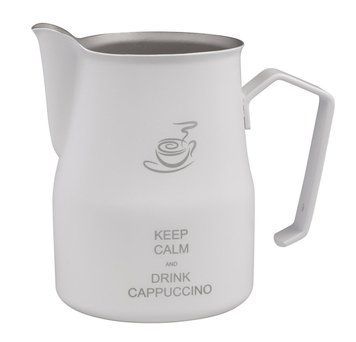 Джаг для збивання молока Motta Europa 500 мл Keep Calm and Drink Cappucino Білий Молочник для кави 8724/50 фото