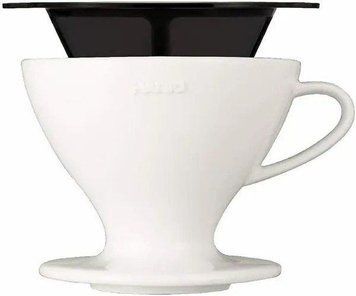 Пуровер воронка v60 02 Hario для приготовления фильтр кофе, с многоразовым фильтром, керамика, Белый, 400 мл PDC-02-W фото