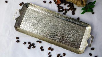 Піднос для подачі кави по-турецьки Сріблястий PD4 фото