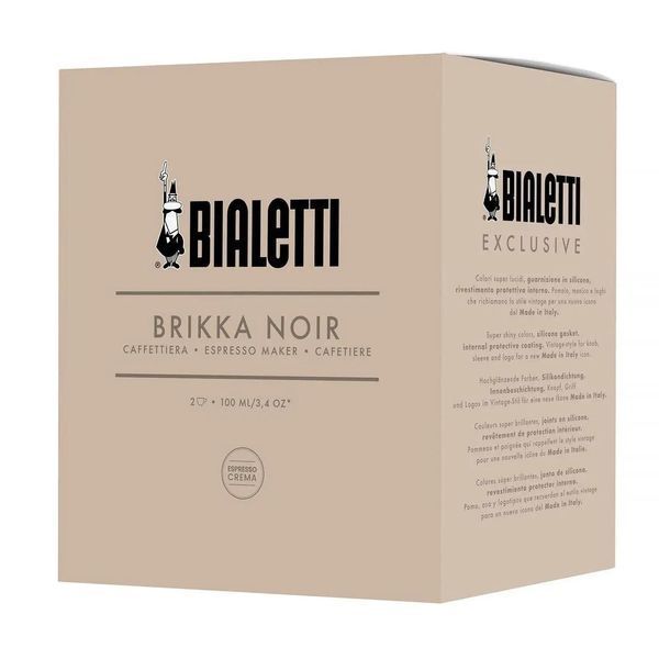 Гейзерна кавоварка з клапаном для пінки Bialetti Brikka Exclusive на 2 чашки для кави алюмінієва Чорна 0009071 фото