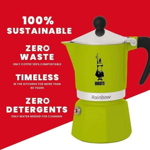 Гейзерна кавоварка Bialetti Rainbow Green (6 чашок - 270 мл) 0004973/NP фото
