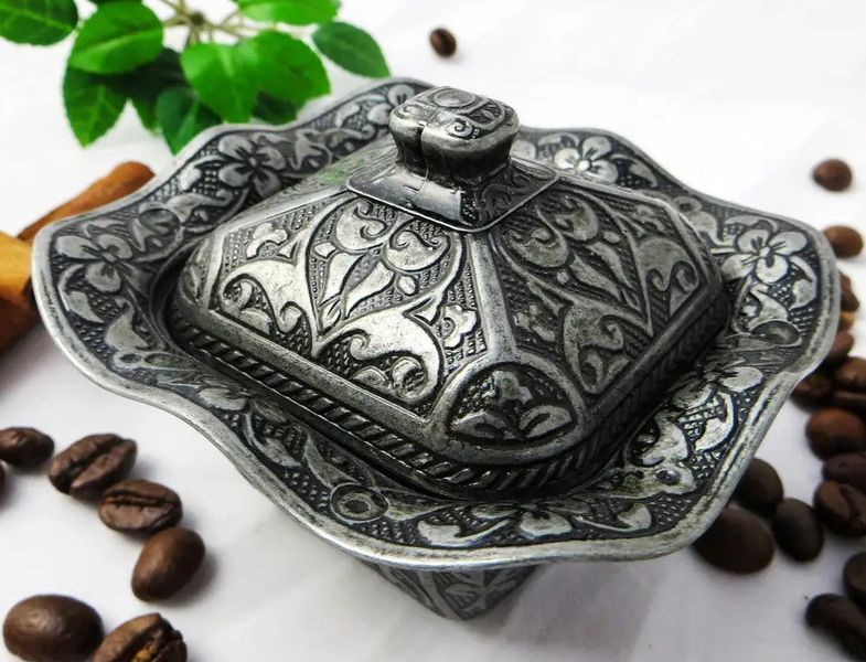 Турецкая лукумница/сахарница, темное серебро 15170 фото