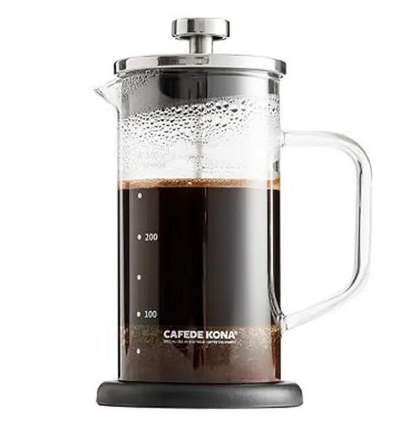 Колба френч-прес Cafede Kona, 350 мл, Французький прес для заварки, скляний, для чаю та кави з пресом 300422 фото